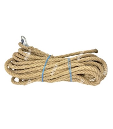 Cordage chanvre 20 mm longueur 20 m avec mousquetons | MMF.fr