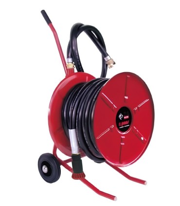 Fire hose reel on cart with fire hose | MMF.fr